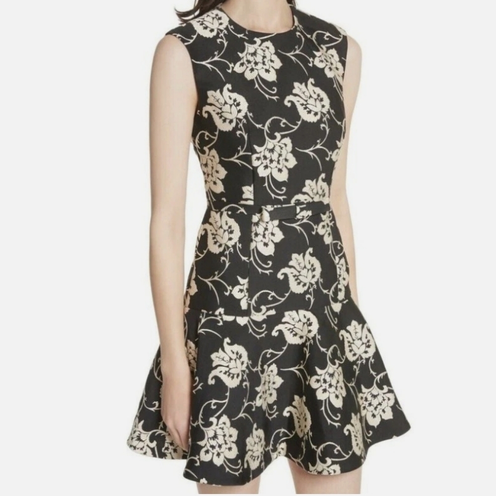 Ted Baker Black and Cream Embroidered Dress